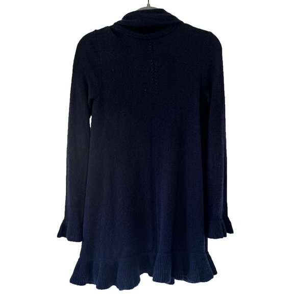Lily Pulitzer 100% Cashmere Open Cardigan Navy Shawl collar ruffle Hem Eyelit - Picture 2 of 14